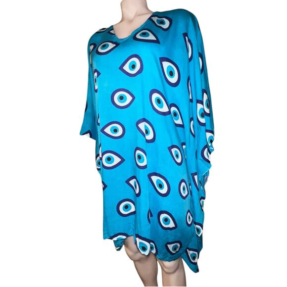 AquaBlue Evil Eye Kaftan Premium Collection By GVASILAKIS.GR Designed in Greece - Picture 4 of 10